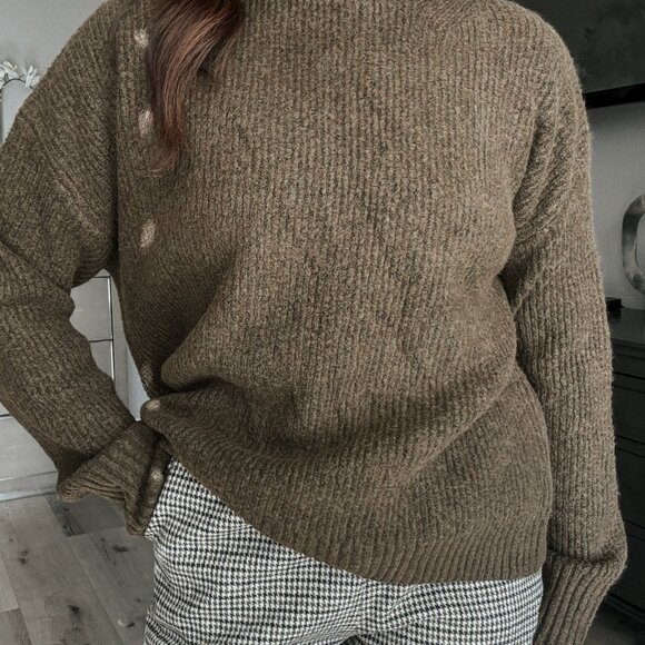 Women's Dark Olive Turtleneck Knit Sweater Top | Sage The Label | Green - Picture 10 of 11